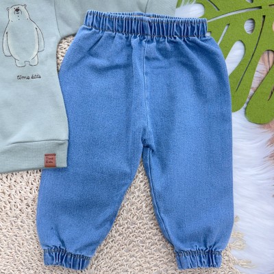 Conj. Casaco Urso Polar e Calça Jeans - Verde Olivia 
